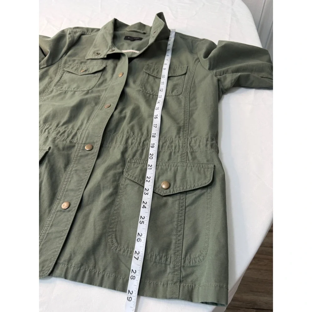 Talbots Olive Green Utility Jacket Womens XL Button Snap Military Gorpcore Chic - Picture 8 of 9